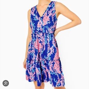 Lilly Pulitzer Lorina Swing Dress Borealis Blue Swim on Over Sleeveless size XS